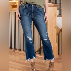 Vervet Women's Size 28/7 Bella Highrise Cropped Flare Blue Jeans Distressed NEW